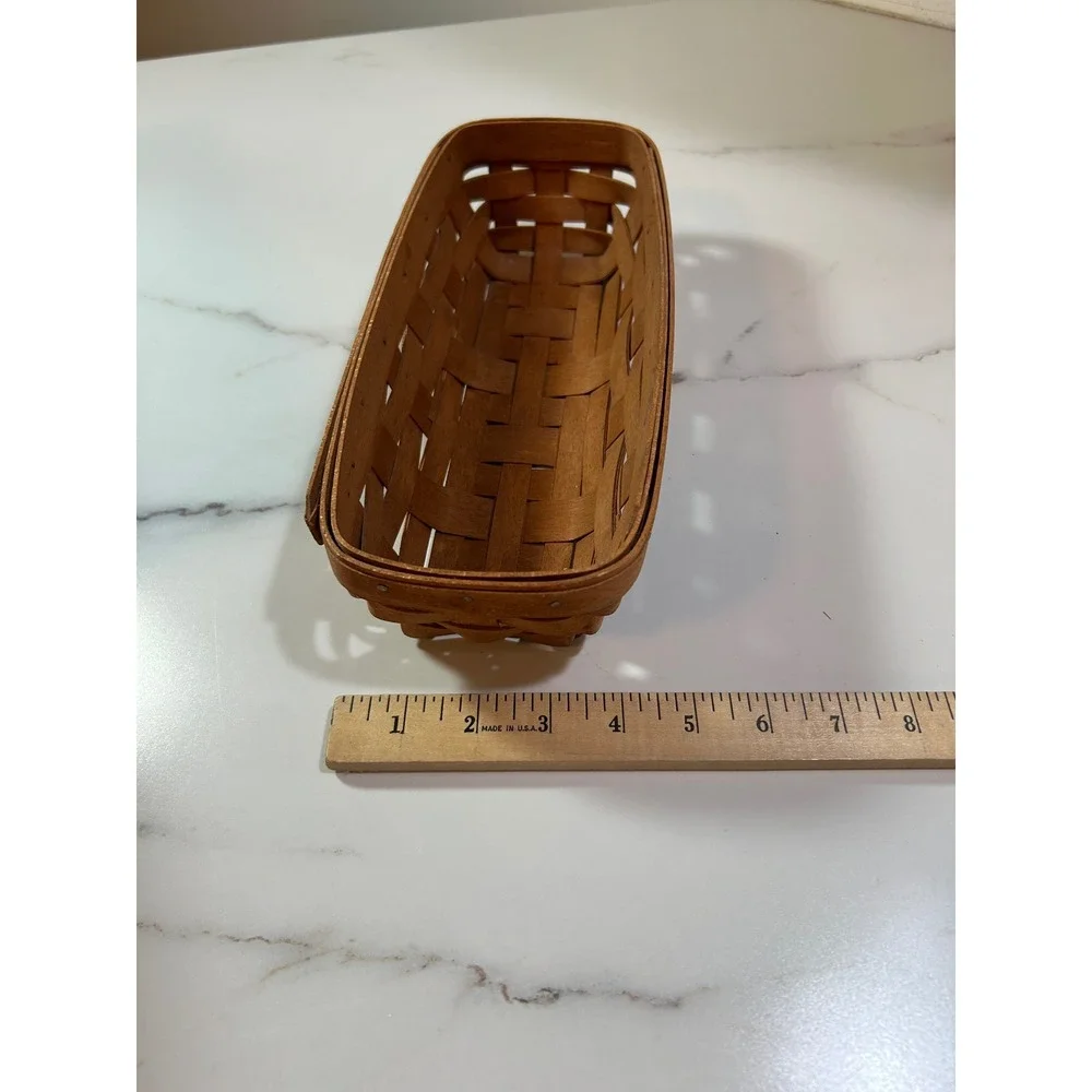 Longaberger 1989 Handwoven Rectangular Basket‎ Small Wood Woven USA Vintage